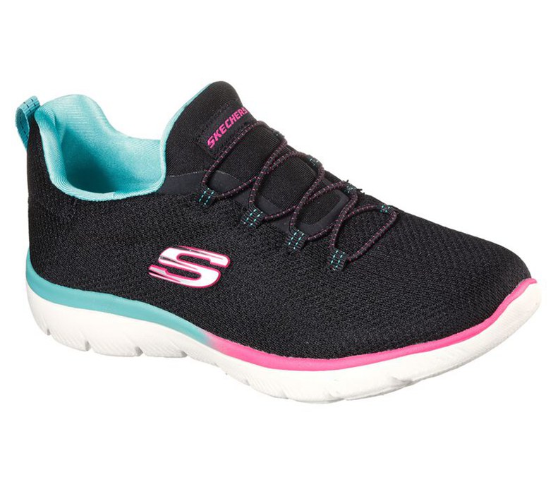 Skechers Summits - Glowing Glitz - Womens Slip On Shoes Black [AU-SL5805]